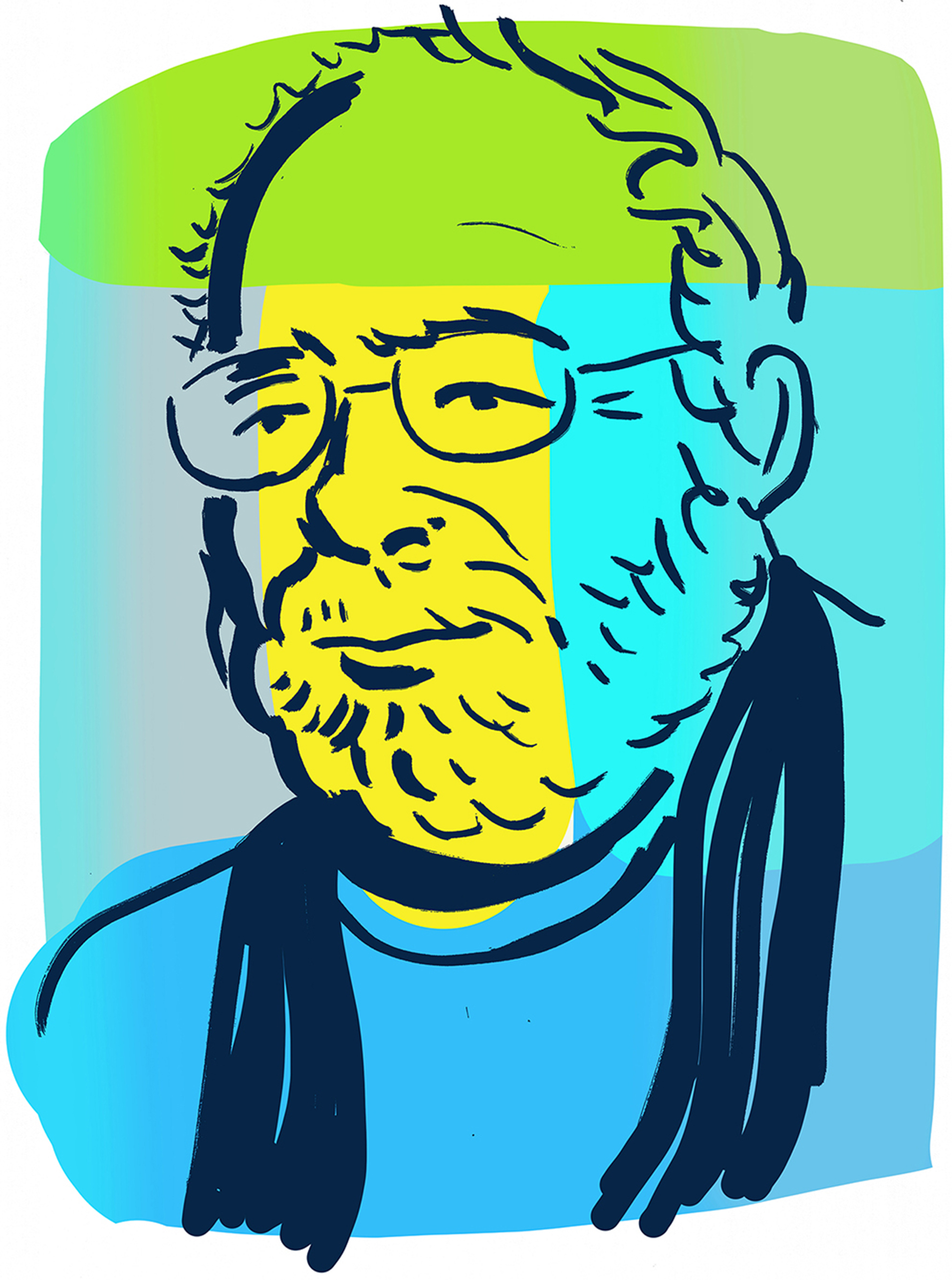 illustrated portrait: Alfred Uhry